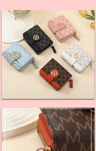 New short letter printed PU multi card slot wallet, European and American compact coin purse style.