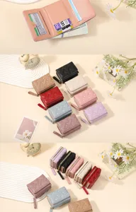 Women short quilted wallet cute heart pattern PU leather coin purse card holder chic accessory