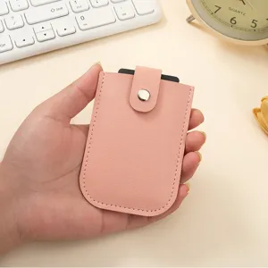 Rosa PU Leder ausziehbares Kartenetui minimalistischer tragbarer Kreditkartenhalter.