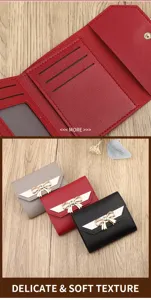 Women's short wallet mini tri-fold purse cute bow card holder daily fashion style