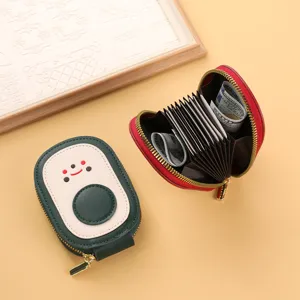 Cute cartoon card holder with multi-slot accordion design, stylish zipper wallet for daily use.