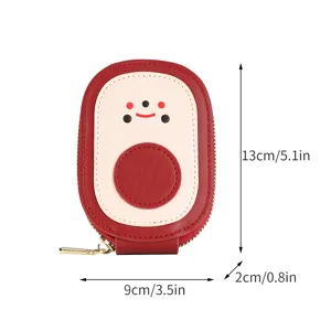 Cute cartoon card holder coin purse with zipper closure and compact multi-slot design.