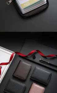 Premium leather zipper card holder wallet, multi-slot mini coin purse for men and women.