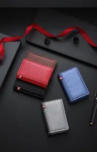 Carbon fiber texture card holder men's vertical wallet business multi-card pocket new