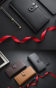 Men long wallet multi-functional card holder vintage leather purses detail view