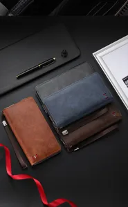 Men's long wallet large capacity multi card slot casual leather clutch bag with wrist strap