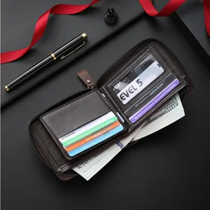 Classic men's short zipper wallet retro multi-card holder fashion credit card coin purse