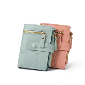 Women short wallet cute two fold multi card slot pu leather coin purse fashion cute daily use