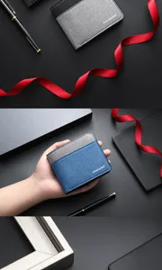 Men short canvas wallet colorblock bifold purse card slots multi-compartment pocket detail