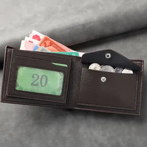 Men's short leather wallet business casual multi-card coin pocket compact stylish purse