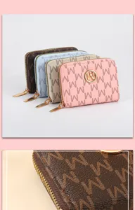 Women's short wallet stylish monogram coin purse multi-card portable mini zipper card holder