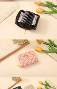 Women short card wallet multi slot zipper coin purse fashion designer purse minimalist style