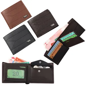 Men's Short Wallet Retro PU Leather Bifold Card Holder Lightweight Wear-Resistant Business Coin Purse Pocket Wallet