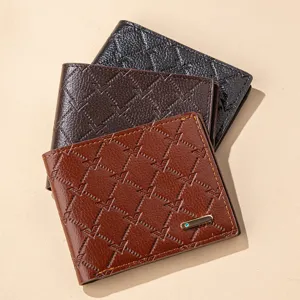 Men Short PU Leather Wallet Urban Minimalist Bifold Wallet Card Holder Coin Purse