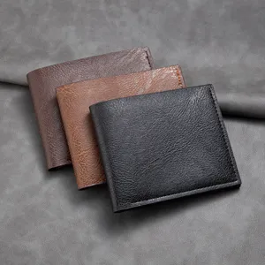Men's short bifold leather wallet multi-card multi-color cardholder coin purse daily use