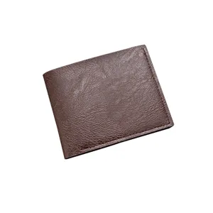 Men's bifold brown leather wallet, compact card holder and coin purse for daily use.