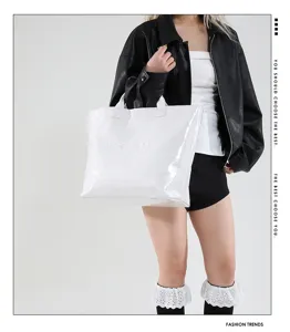 Weißes Kroko-Muster Shopper Bag, große Kapazität modische Schultertasche für Damen.