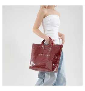 Modische Kroko-Prägung Shopper Tasche für Damen, große Kapazität Umhängetasche Handtasche.