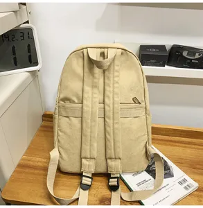 Casual καμβά σακίδιο πλάτης για γυναίκες, μονόχρωμη τσάντα για καθημερινή μετακίνηση και ταξίδια.