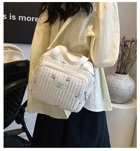 Bolso cambiador acolchado con bordado de tulipanes bolso cruzado informal para madres