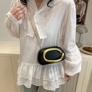Mini sac de soirée rond femmes vintage chaîne en métal bandoulière élégant chic