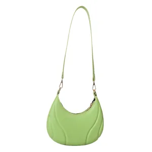 Grüne weiche Leder Achsel Umhängetasche für Damen Bonbonfarbe modische Handtasche Hauptansicht