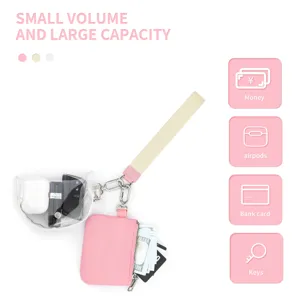 Transparent PVC Wrist Pouch Waterproof Mini Coin Purse Portable Zipper Card Holder Bag Set For Women And Men