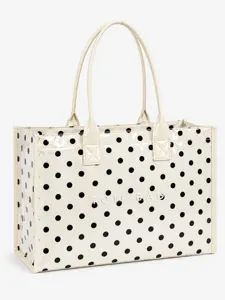 Large Capacity Tote Bag Women PVC Commuting Handbag Casual Shoulder Bag Fashion Travel Tote Bag Black White
