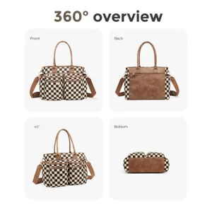 Sac cabas a carreaux grande capacite sac a bandouillere sac a main pour femmes