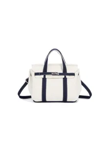 Small Canvas Crossbody Bag Color Blocking Tote Handbag With Turn Lock And Adjustable Strap For Women Casual Commuter