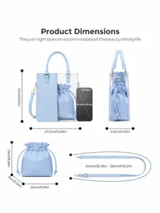 Clear PVC Tote Bag with PU Drawstring Inner Pouch and Adjustable Strap Handbag