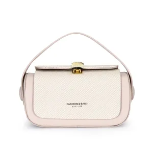 Stylish women handbag with woven texture patch, elegant top handle bag for daily commute use.