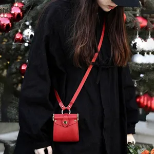 PU leather mini crossbody bag, versatile earphone storage bag and chic waist bag for women.