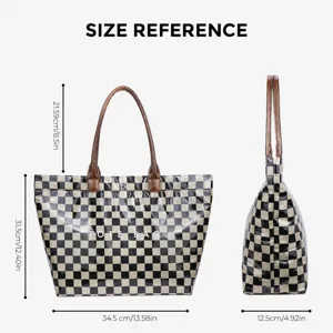 Fashion vintage checkerboard tote bag large capacity transparent PVC shoulder bag