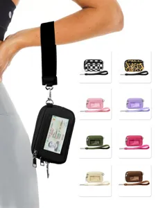 Transparent PVC Card Holder Wrist Bag Multifunctional Coin Purse Portable Zipper Pouch With Lanyard