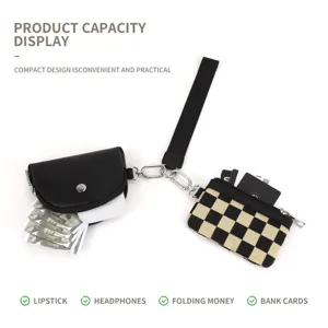 Women fashion checkered multi-functional wrist wallet with coin pouch and card holder.