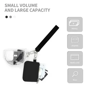 Transparent PVC Wrist Pouch Small Wallet Set Portable Mini Coin Purse with Hand Strap