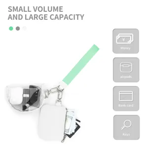 Clear PVC Mini Wrist Pouch Multi-functional Portable Small Handbag with Card Holder