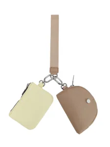 Multifunctional women wrist pouch keychain set, portable mini coin purse with wrist strap.