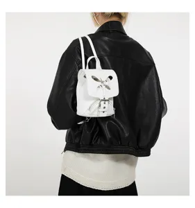 Femmes mode blanc mini sac à dos décontracté élégant papillon design mignon voyage petit sac à dos