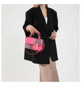 Elegante rosa Leopardenmuster Umhängetasche für Damen Luxus Designer Handtasche Schultertasche