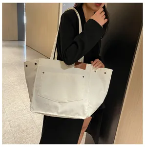Casual corduroy tote bag for women, large capacity shoulder handbag for daily office use.