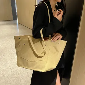 Large capacity corduroy tote bag for women, retro casual shoulder handbag, stylish daily use.