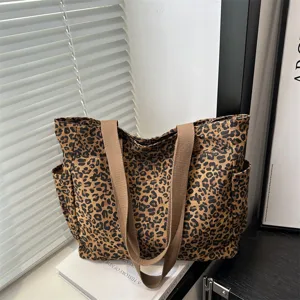 Μοντέρνα Τσάντα Tote από Καμβά με Λεοπάρ Πρίнт Μεγάλης Χωρητικότητας Casual Τσάντα Ώμου