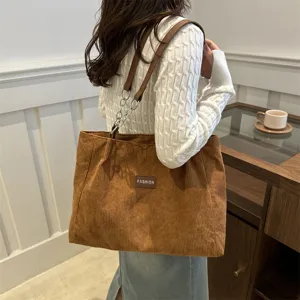 Damen Kord Shopper Tasche grosse Kapazitat Umhängetasche lässig Freizeit Handtasche fur Alltag