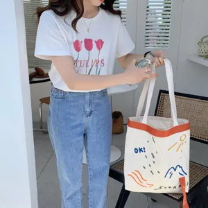 Sac cabas en toile grande capacité sac à épaule décontracté sac à main pour femme avec sangle