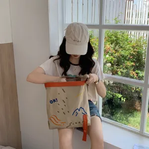 Sac cabas en toile pour femme grande capacite sac d'epaule decontracte avec sangle