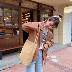 Casual cotton linen shoulder tote bag minimalist casual daily handbag for women chic stylish