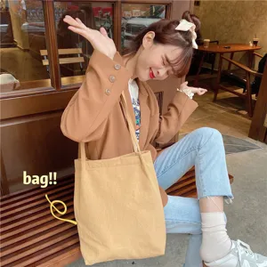 Casual canvas tote bag for women, simple cotton linen shoulder bag, daily vintage style.