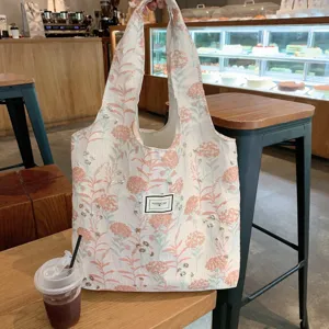 Vintage rosa florale Jacquard Tote Tasche lässige Schulterhandtasche kleine Segeltuchtasche